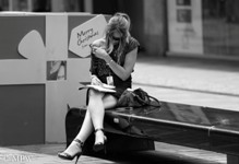 Queen Street Auckland city, black and white photo by Mike Wheelton